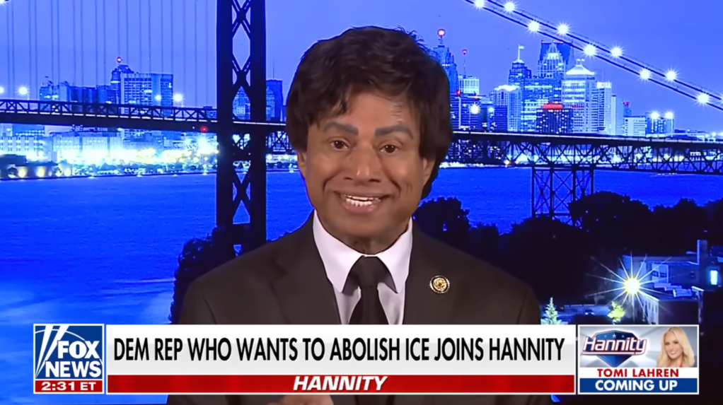 An Indian American man with dark hair and a suit jacket, a Fox News banner across the bottom reads 